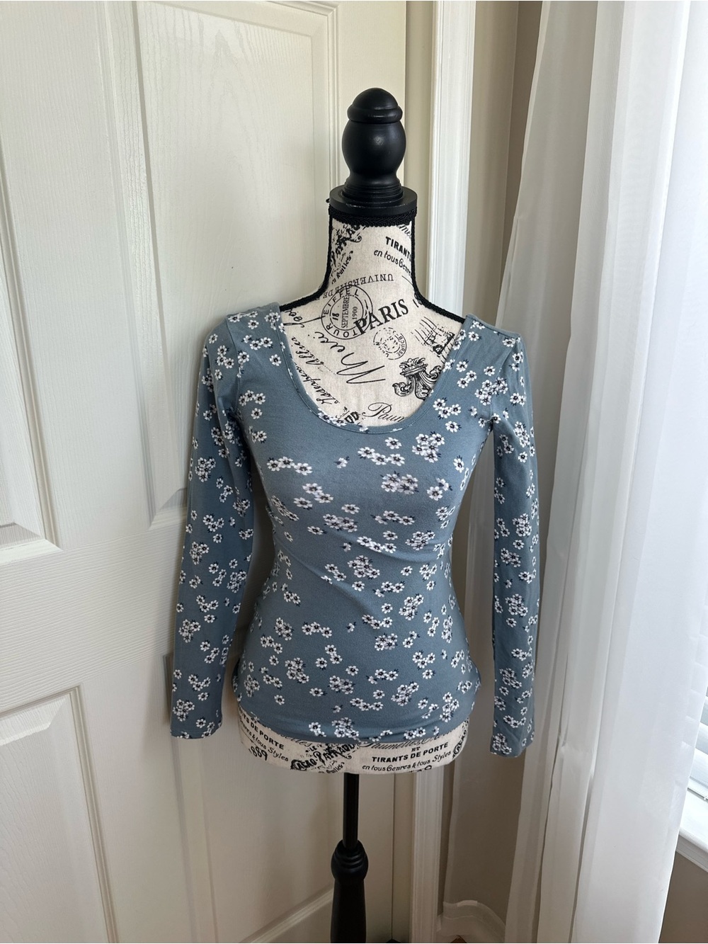 Flower Print Teal Long Sleeve